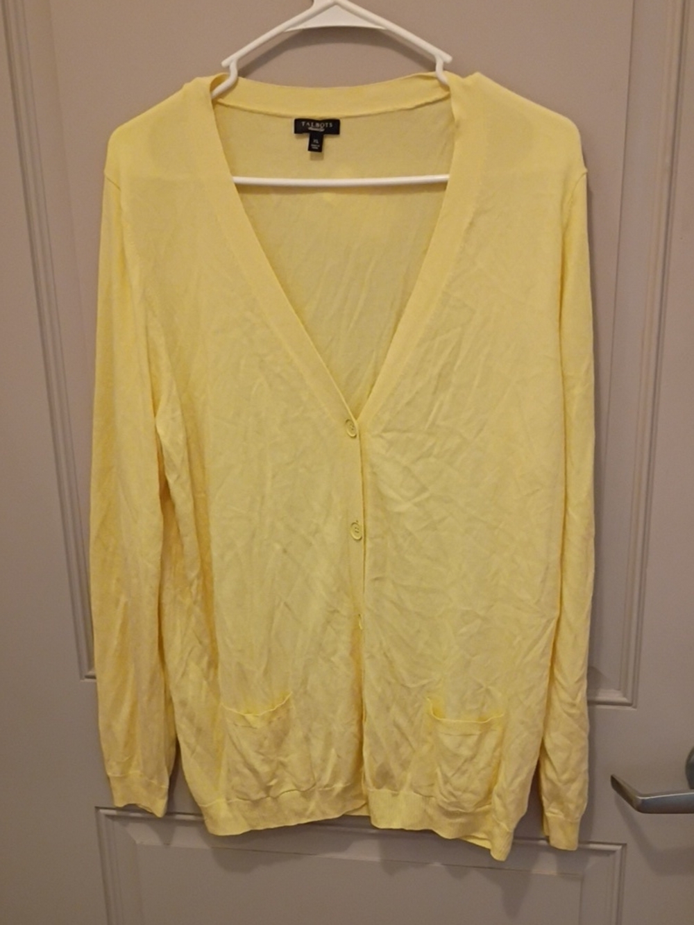 Talbots Women's Butter Yellow Button Up Vneck Cardigan Size XL